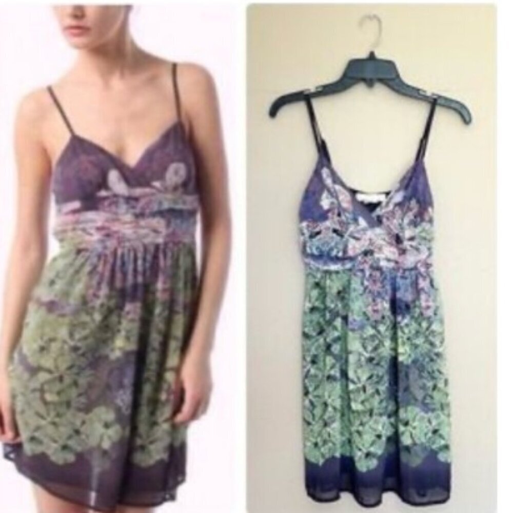 Anthropologie Staring At Stars Floral Chiffon Slip Dress